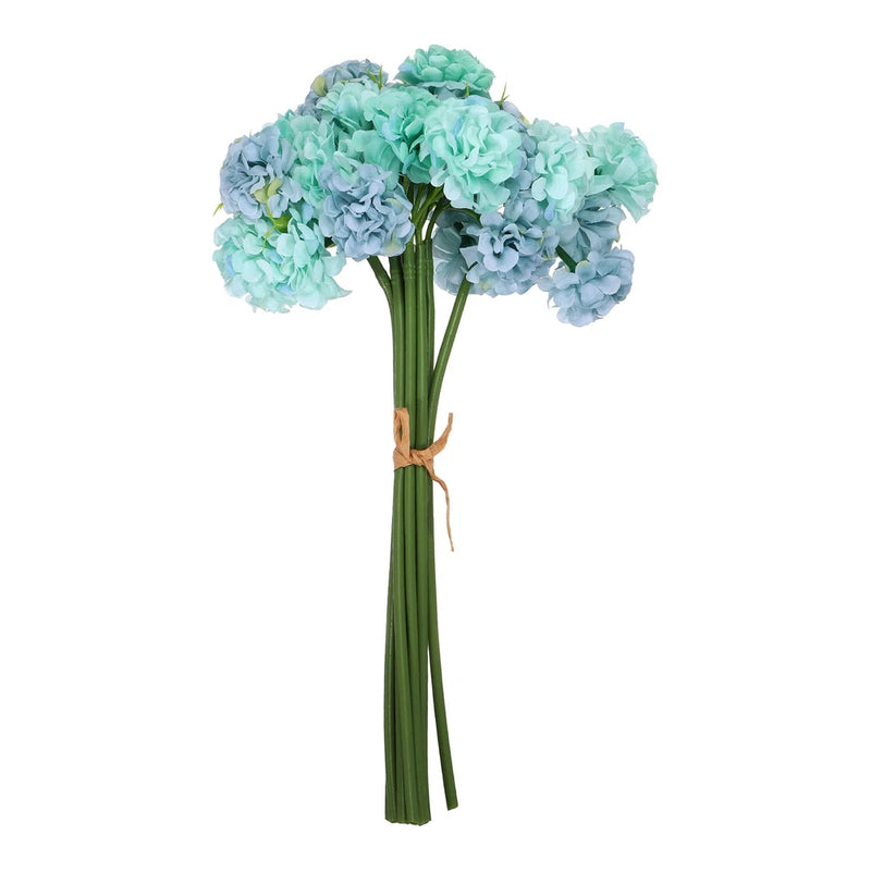 Artificial Ball Hydrangea Silk Flower with Bendable Stems, Blue Dried Flower