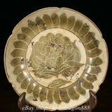 6.2" Old China Palace Ding Kiln Porcelain Peony Flower Pattern Round Plate Tray Peony