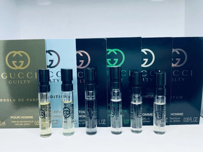 Gucci Guilty Cologne Collection For Men Sample Spray Vials 6Pc Set EDP