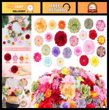 210 Pcs Mini Artificial Flowers - Multicolor Faux Rose, Daisy, Peony & Sunflower Sunflower