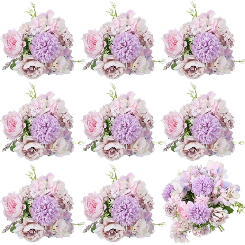 8 Pcs Peony Artificial Flowers Fake Silk Hydrangea Bouquet Elegant Peony Flow... Hydrangea