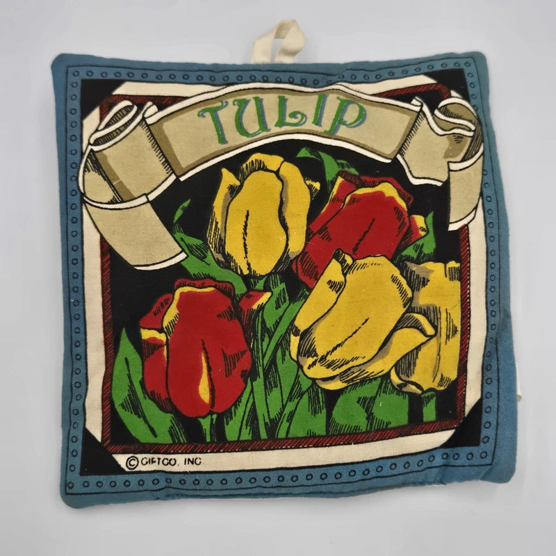 TULIP & SUNFLOWER POT HOLDERS * Colorful * Cotton * Hanging Loop * Sunflower