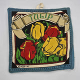 TULIP & SUNFLOWER POT HOLDERS * Colorful * Cotton * Hanging Loop * Sunflower