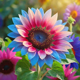 50pcs Twin-Blossom Blue Over Pink Sunflower Seeds Ð Rare Two-Tone Petals Sunflower