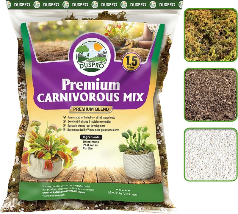 Carnivorous mix potting soil bag with forest moss and peat, 1.5 QT