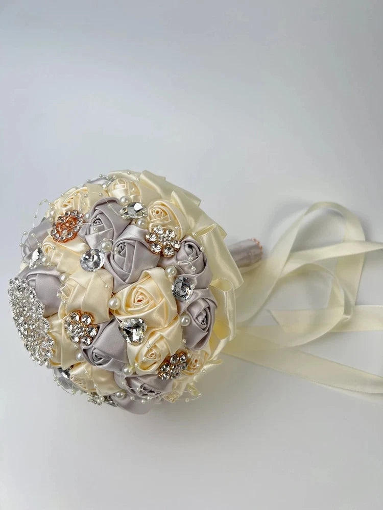 Rhinestone Pearl Bridal Brooch Rose Bouquet For Wedding Bouquet