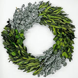 Bergamo Art 21" Preserved Eucalyptus Olive Leaf and Boxwood Wreath in Green Green Plant