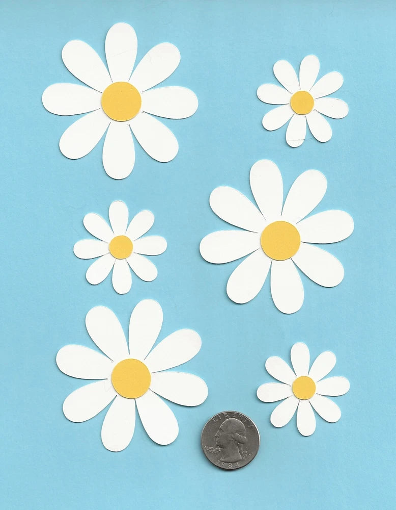 Daisy Die Cuts, LAYERED, 2.5"  and 1.5"  Choose 6, 12 or 24 pcs  Flower Die Cuts Daisies