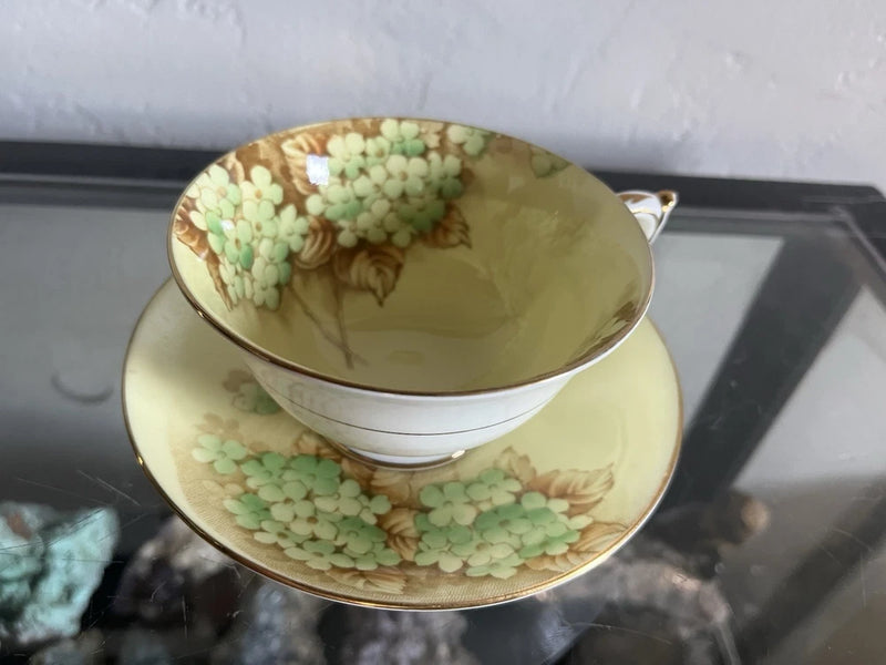Paragon Vintage Double Warrant Yellow Hydrangea Flower Teacup and Saucer, EUC Hydrangea