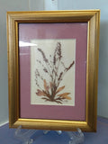Vintage Dried Pressed Flower  Gold Tone Frame  Hanging Or Sitting Dried Flower