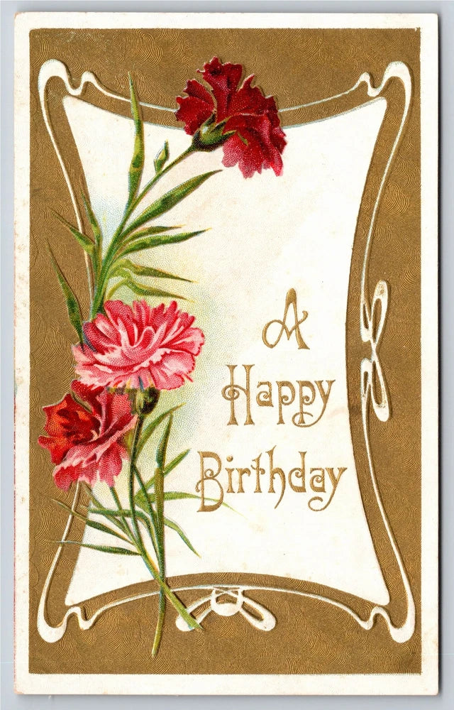 Flowers~Pink Hydrangeas Birthday Greeting~Vintage Postcard Hydrangea