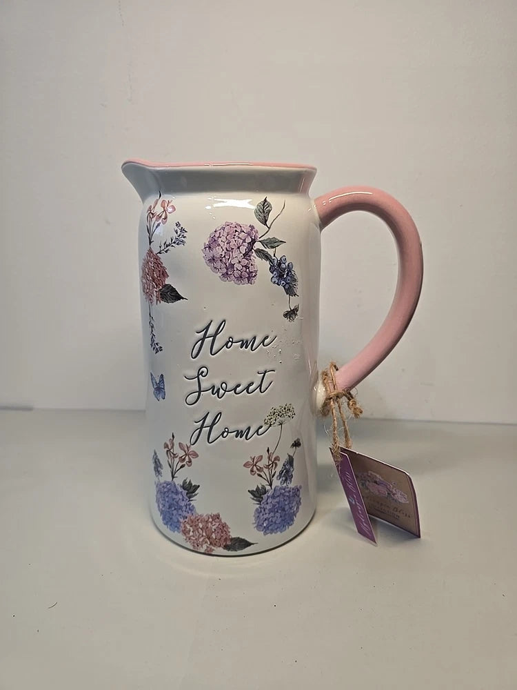 Hydrangea Bliss Pitcher Collection Ceramic Pitcher Floral Design Hydrangea