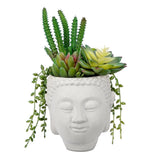 Artificial Succulents Plants in Planter Buddha Head Zen Garden Fake Succulent... Green Plant