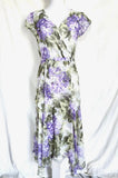 NWT White House Black Market Flutter Sleeve Hydrangea High Low Dress Size 10 Mid Hydrangea