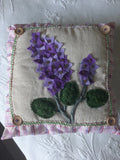 VTG Lillian Vernon Purple Hydrangea BEADED Preppy Pink PLAID Accent PILLOW NWOT Hydrangea