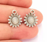 4 Pcs Daisy Flower Sunflower Charms Antique Silver Plated jewelry Accessories Sunflower