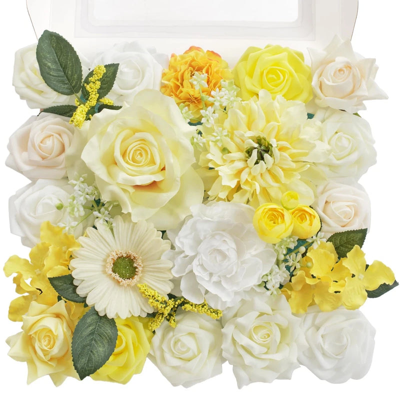 TINGE TIME Artificial Flowers Combo Mix Silk Flowers Yellow Roses w/stem for ... Ranunculus