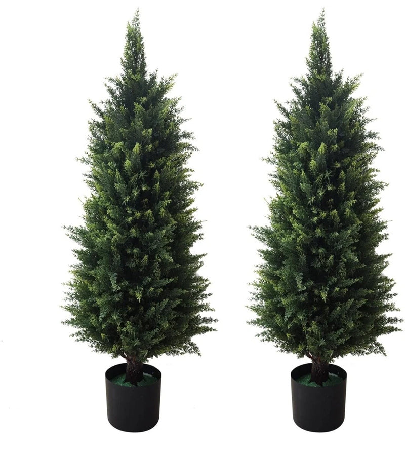 Artificial Topiary Tree - 2 Pack 31Inch Artificial Cedar Topiary Trees, UV Pr... Green Plant