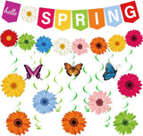 Hello Spring Paper Flower Banner Spring Sunflower Hanging Swirl Decoration Flora Sunflower