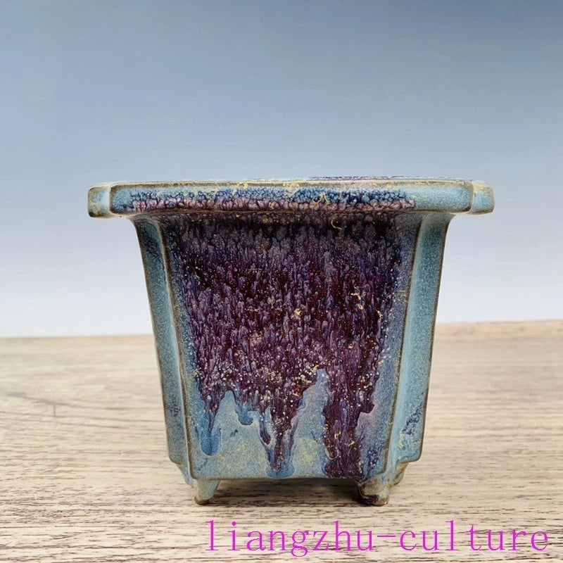 5.6"China Song Dynasty jun kiln porcelain flower Bonsai Potted plants pot pots Flowering Plants