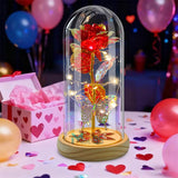Glass Rose in Glass Dome, Light up Flower, Eternal Roses Christmas Birthday Gift Roses