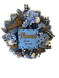 Handmade Blue Hydrangea Wreath Blessed Beyond Measure Door Decoration Hydrangea