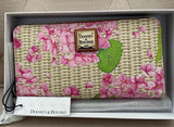 Dooney & Bourke Hydrangea Basketweave Large Zip Around Wristlet Wallet Pink2 NWT Hydrangea