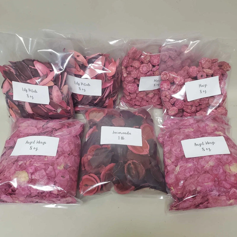 Hot Pink Unscented Potpourri Mix, Angel Wings, Jacaranda, Lily Petals, and Maize Dried Flower