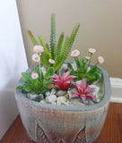 5 Artificial Mini Purple Flower With Succulents Plants (#11C) Green Plant