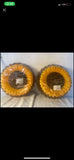 2 LARGE SUNFLOWER CANDLES WITH CARVED CERAMIC BASES (7Ó CANDLES) Sunflower