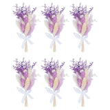 6 Pcs Mini Pampas Grass Dried Flower Bouquet Boho DIY Gift Purple Dried Flower