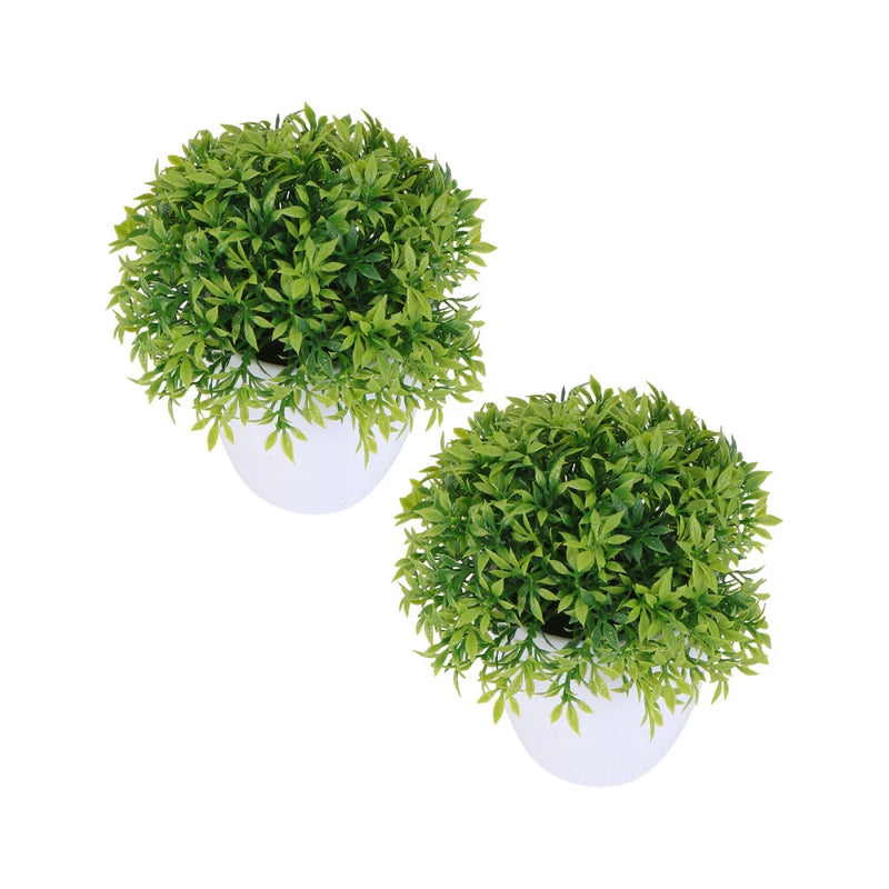 2PCS Simulated Plant Bonsai False 32 Mesh Bamboo Grass Plant Adornment (Green) Green Plant