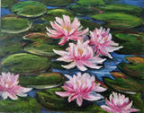 Original oil painting Pond artwork Lily flower Lily