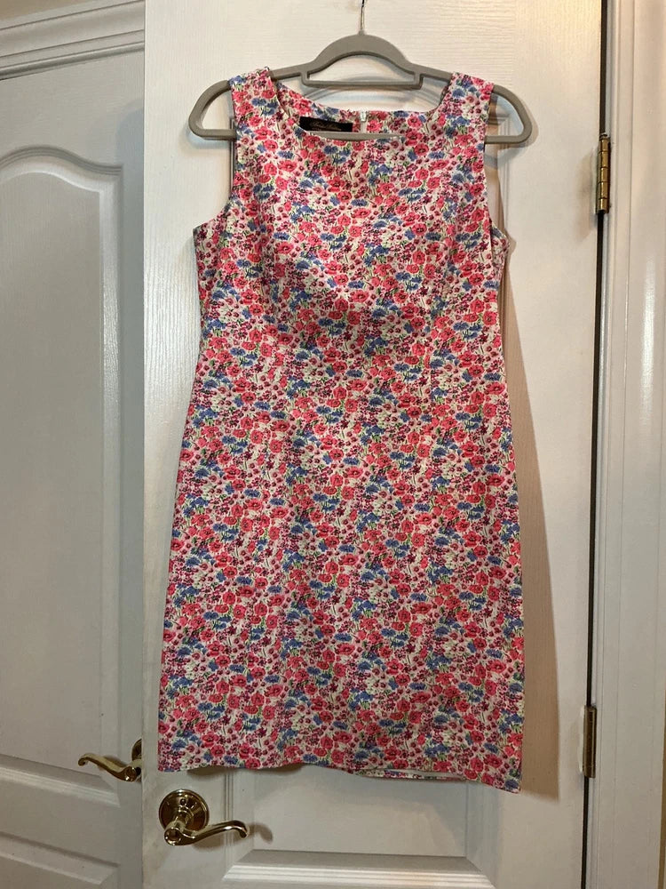 Brooks Brothers Hydrangea Spring Floral Cotton Sheath Dress pink 8 Hydrangea