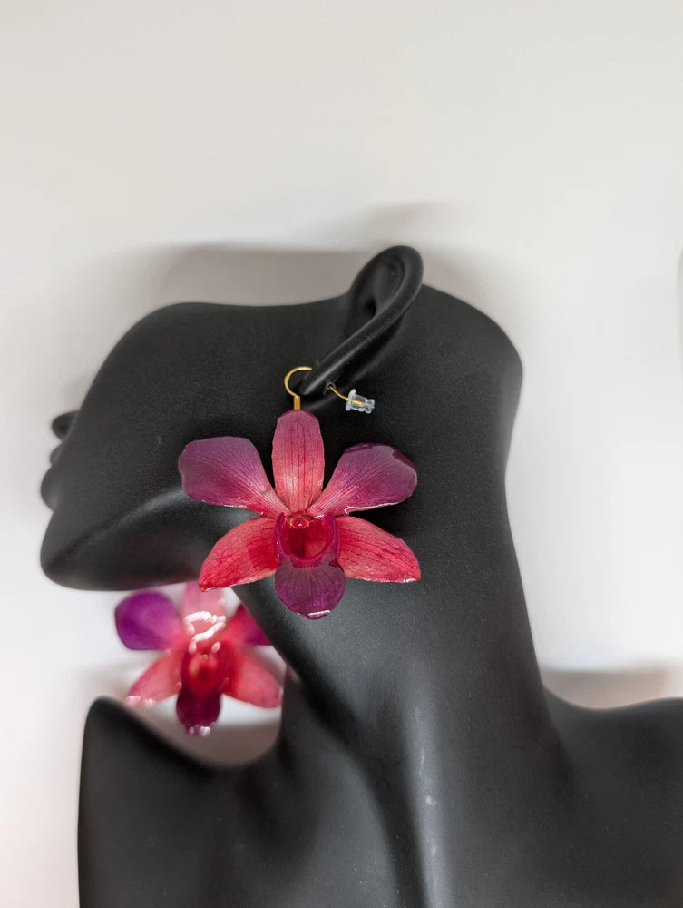 Medium Dendrobium Red, Real Orchid in Resin Orchids
