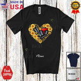 Custom Name Hair Stylist Tools Sunflower Heart Shape; Flowers Proud Jobs T-Shirt Sunflower