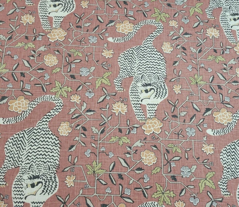 Theodore in Rosemadder BTY Richloom 55% Linen / 45% Rayon 54" Wide Tiger Flowering Plants
