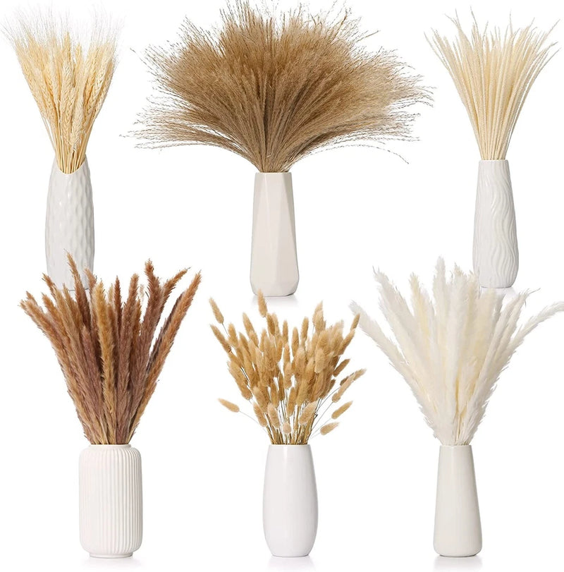 Bouquet Natural Dried Wheat Ear Flowers Pampas Rabbit Tail Grass Decor 160 Pcs Pampas Grass