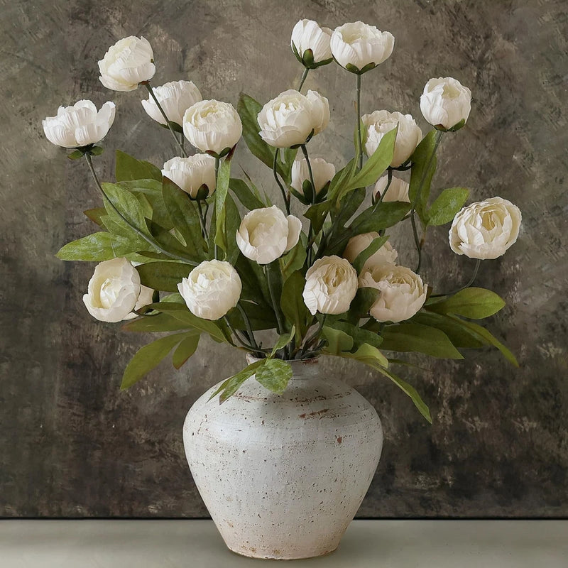12 Pcs Faux Silk Peony Artificial Flowers 27 in Cream VIERENA Vase Bulk Fake Peony