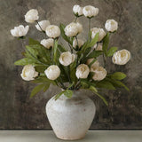 12 Pcs Faux Silk Peony Artificial Flowers 27 in Cream VIERENA Vase Bulk Fake Peony