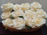 12 X Peony Roses Bridal Bouquets Faux Silk Flowers Ivory 10cm Heads Bouquet