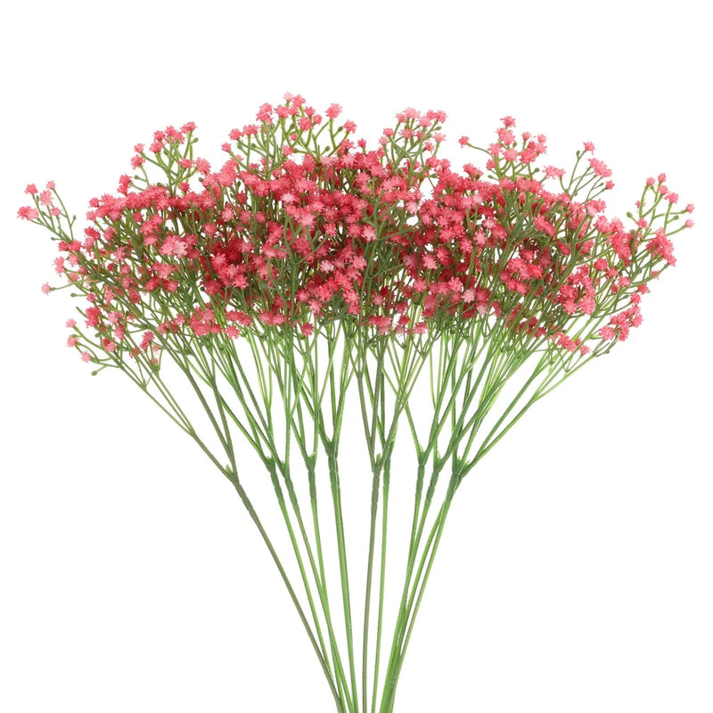 12Pcs Fake Artificial Flowers Bulk PU with Stems Pink Flowering Plants