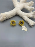 sunflower clip on earrings vintage #257 Sunflower