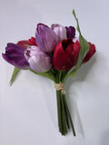 Hallmark Silk Bridal Wedding Easter Spring Bouquet 9"L Tulip Red Purple Lavender Bouquet