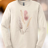 Neutral Pampas Grass Shirt Minimal Pastel Botanical Floral Long Sleeve Tee Pampas Grass