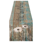 Rustic Daisy Flower Table Runner- 13"x70" Vintage Sunflower on Wood Board Liv... Sunflower