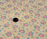 Vintage* Pink Roses on Yellow* Unbranded * 100% Lightweight Cotton * 8