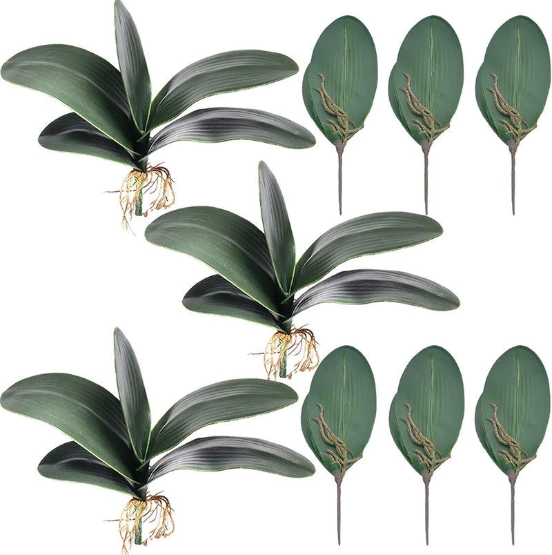 9 Pcs Big Size Artificial Green Phalaenopsis Artificial Orchid Leaves Green Plan Green Plant