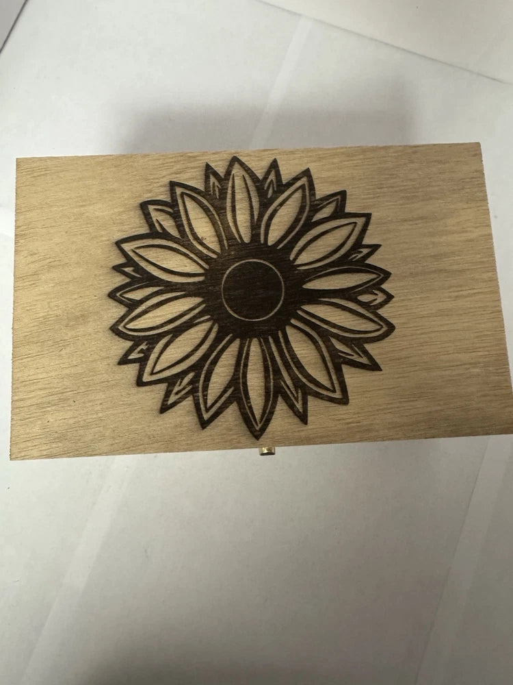 Sunflowers Laser Engraved Decorative Keepsake Box Stained 8.3 X 5.2 X 3.5 in Sunflower