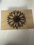 Sunflowers Laser Engraved Decorative Keepsake Box Stained 8.3 X 5.2 X 3.5 in Sunflower